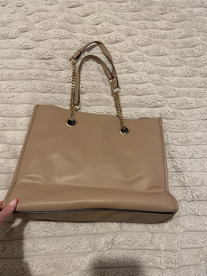 Ladies Beige Tote Bag Shoulder Bag Handbag Work Bag - New Look - Image 4 of 4