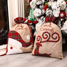 2Pcs Santa Sack Bags Large Christmas Cloth Bag with Drawstring 16" X 22" Inch...