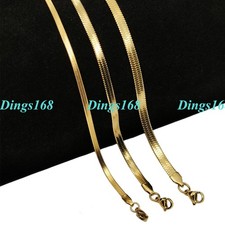 Unisex 18K Yellow Gold Filled 24 inch 4mm wide Italian Flat Snake Chain Necklace