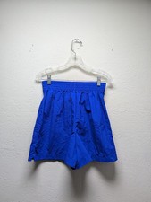 Vintage Nylon Shorts Pacific Connections Size M 90s Neon Blue Beach Travel Core