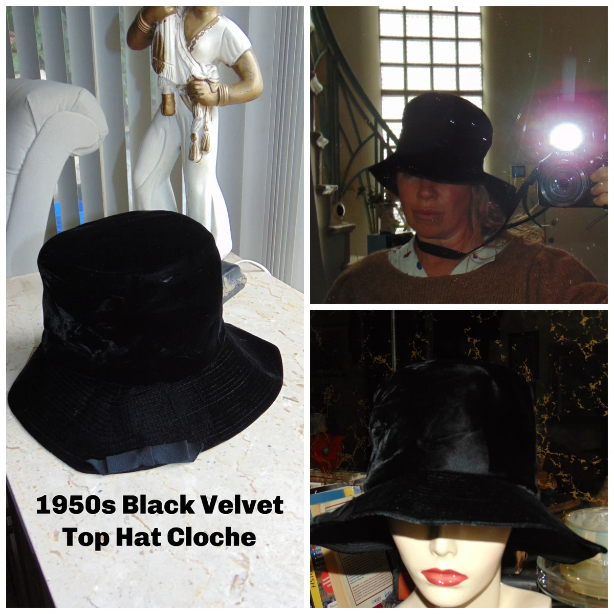 Milbrae Metallic Flapper Hat Black Iridescent Sequin Mesh Deco Vintage 20\'s 30\'s Flapper Cocktail Cloche Vintage Hats for Women for sale | eBay main image 2