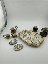 Mini Asparagus Tea Set Dixie Pottery 1994 10 Pc . Excellent Condition