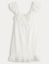 Live To Be Spoiled Junior Size L Tie-Front Flutter Sleeve Mini Skater Dress