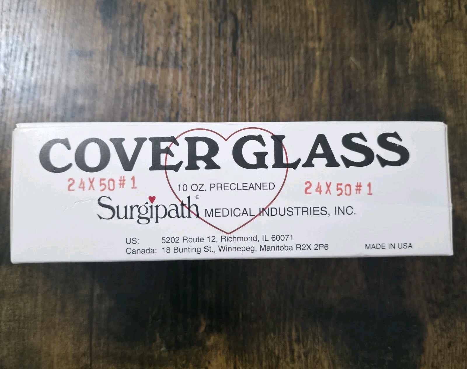 Surgipath Cover Glass 24x50mm #1 Thickness 10 oz Case (10 Full 1oz Boxes) USA