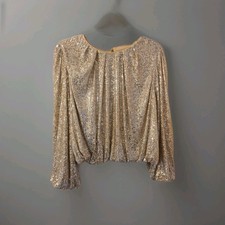 Next 18 Pale Gold Sequin Top Long Sleeve Round Neck