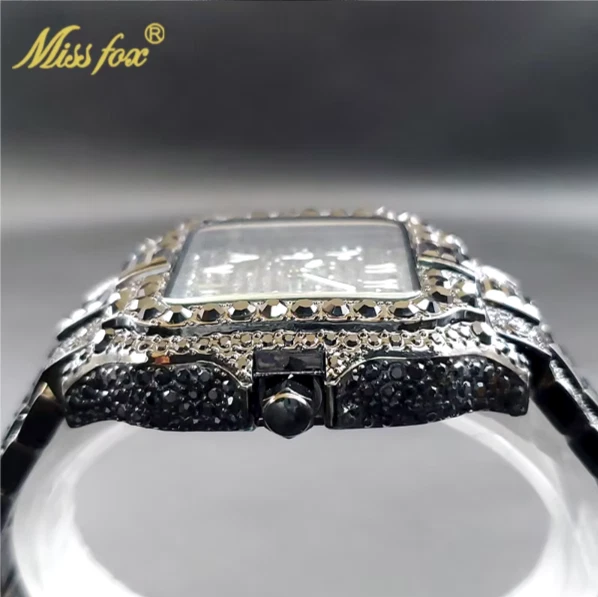 Arabic Luxury Bust Down Ice out Men's Watch Iced Bling Black Cz Diamond Hip Hop - Image 3 of 4