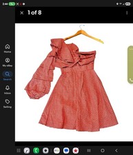 Boohoo Jamie Red Gingham Knot One Shoulder Dress Size 4 NWT