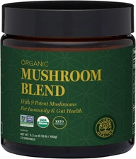 Global Healing Organic Mushrooms Powder Supplement | (9.5 Oz - 18 Servings)