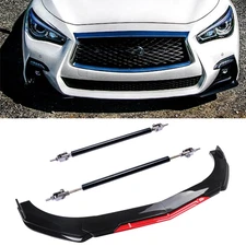 For 2018-2021 Infiniti Front Bumper Lip Splitter Lower Spoiler Body Black+Red