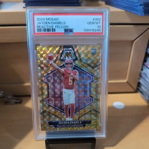 2024 Panini Mosaic Jayden Daniels #302 Reactive Yellow PSA 10