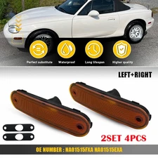 4PCS Front Marker Side Lights Housing Fit 1990-2005 Mazda Miata MX-5 Amber EOOK
