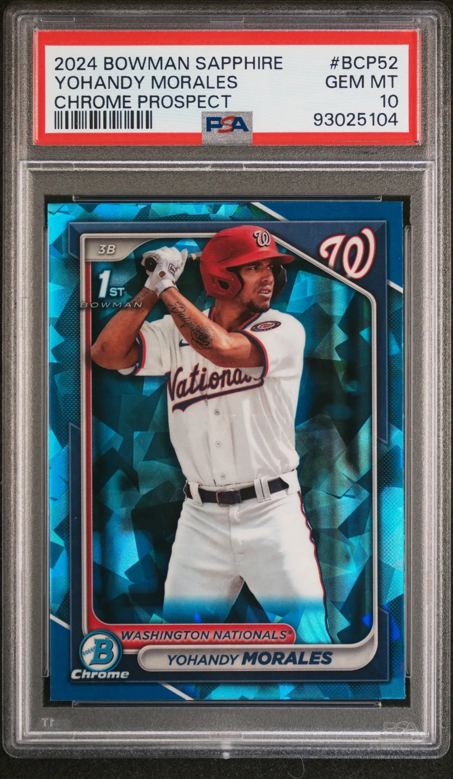 2024 Bowman Sapphire Edition Chrome 1ST Yohandy Morales #BCP52 PSA 10 NATIONALS