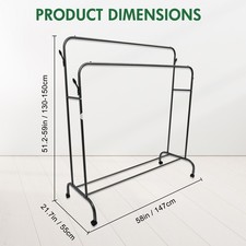 59 in Clothing Garment Rack Rolling Clothes Organizer Double Rails Heavy Duty