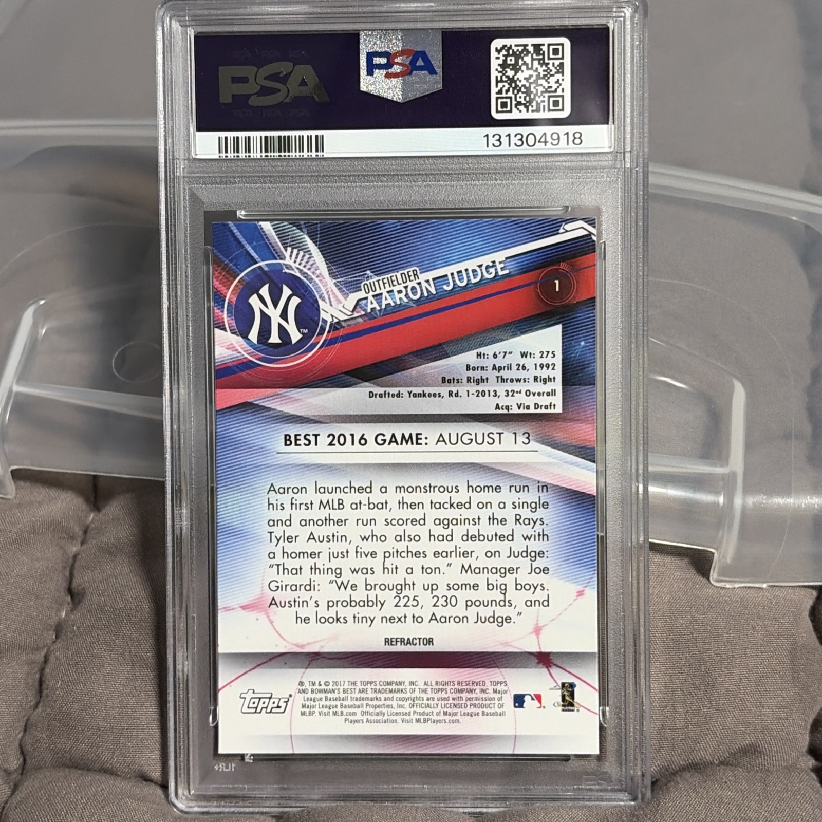 2017 BOWMAN'S BEST #1 AARON JUDGE RC YANKEES PSA 10 view 2