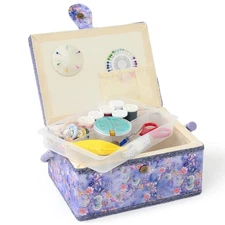 Sewing Basket - Medium Sewing Box for Sewing Supplies Sewing Organizer Box Se...