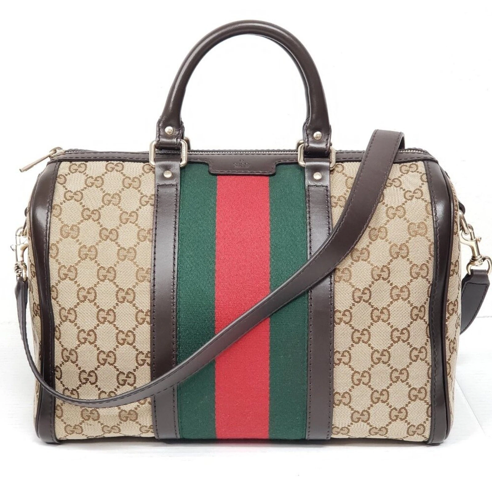 Authentic GUCCI Boston Cloth Satchel 564-092625