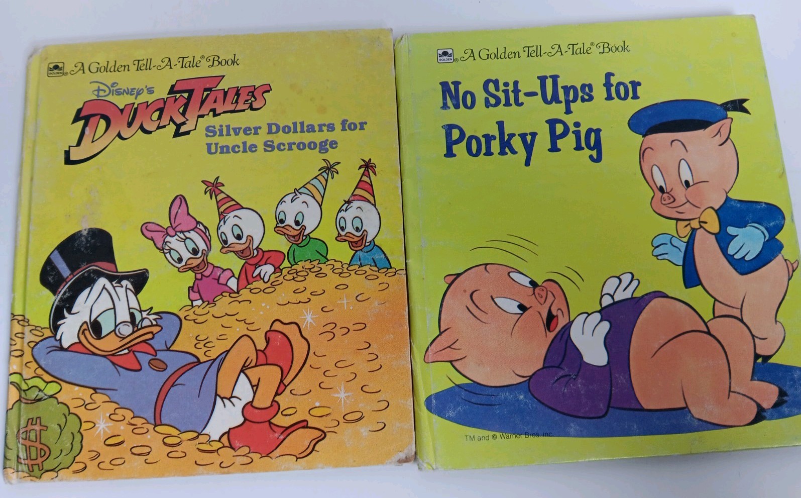 Vintage Lot Of 2 Little Golden Books/ Tell A Tale/Duck Tales, Porky Pig