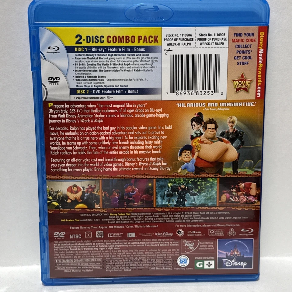 Wreck-It Ralph (Blu-ray/DVD, 2013, 2-Disc Set) - Open Item - Image 2 of 4
