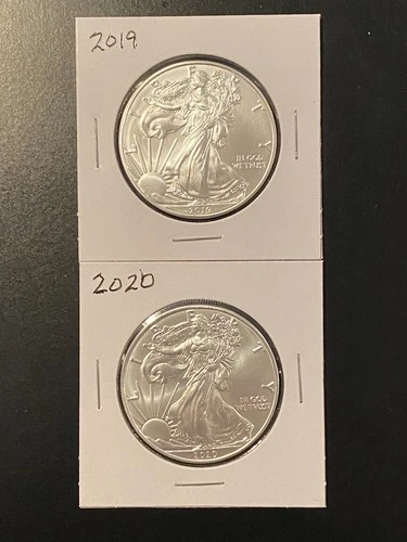 Vintage American Silver Eagle $1 Coins (lot Of 2): 2019 & 2020 UNC & SHARP!!