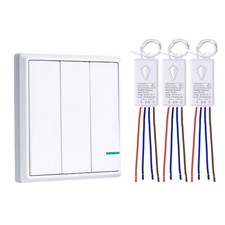 Wireless Light Switch, Thinkbee 3 Gang Wall Switch with Mini Receiver, Outdoo...