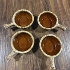 Hull Brown Small Plates Drip Glaze Oven Proof, USA Vintage, Set of 4