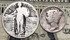 1927 Standing Liberty Quarter & 1920 Mercury Dime