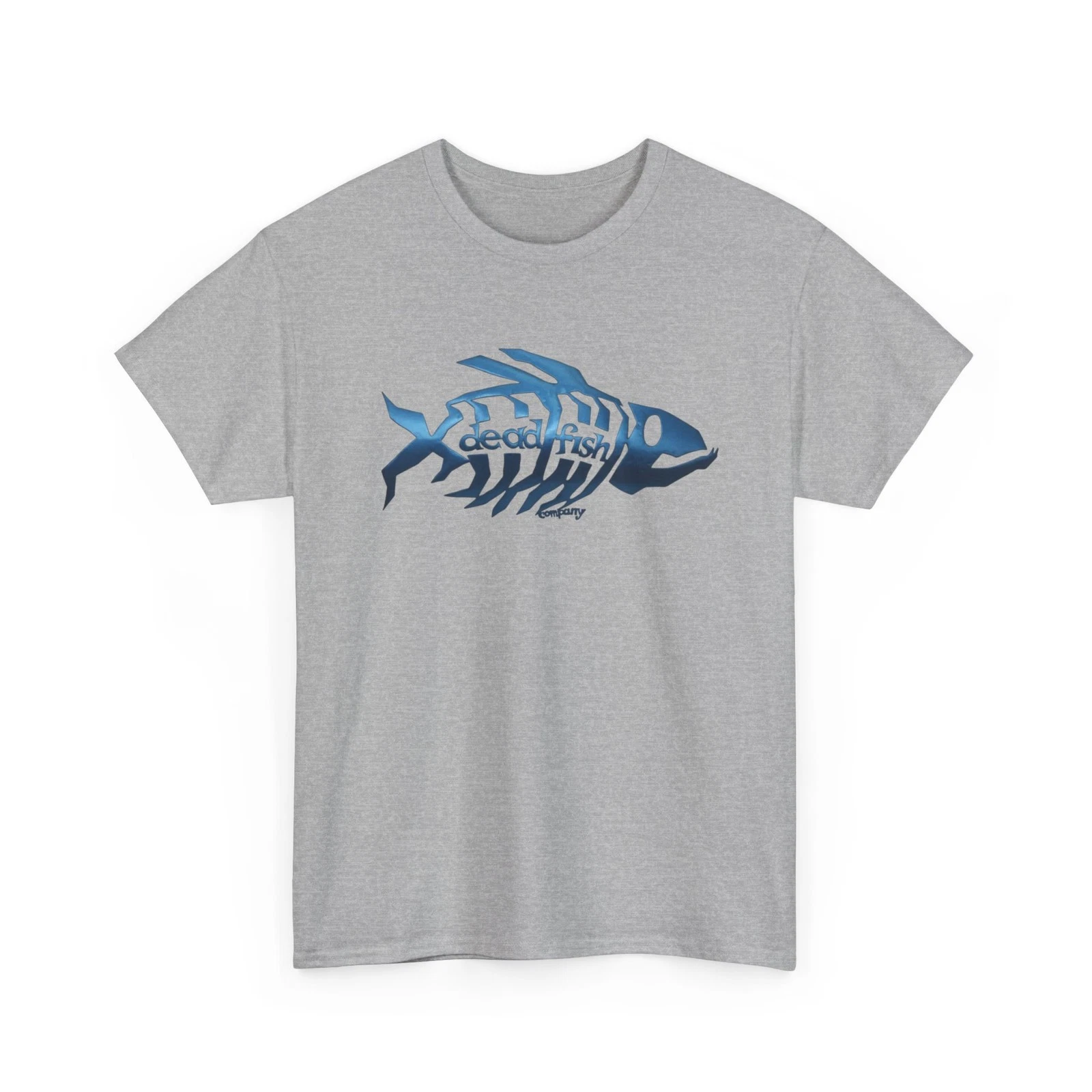 Deadfish Comp Dead Fish Blue Flash Metal Skeleton Logo Tee Skull Fishing Shirt