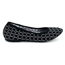 Womens 8 Skechers Cleo Crave Black White Geometric Casual Ballet Flats 158016