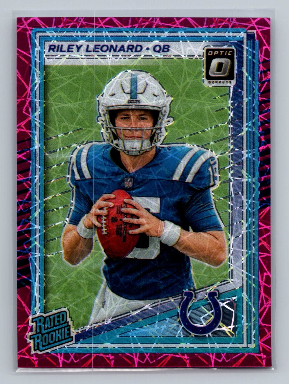 Riley Leonard 2025 Donruss Optic #255 Pink Velocity #/99 Rated Rookie Colts