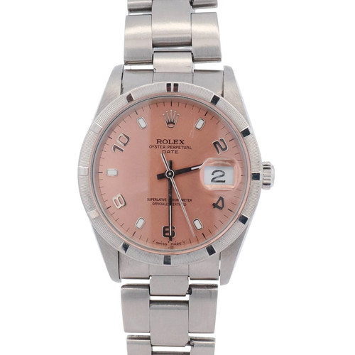 Rolex Oyster Perpetual Date 34mm Pink Dial Watch Ref# 15210