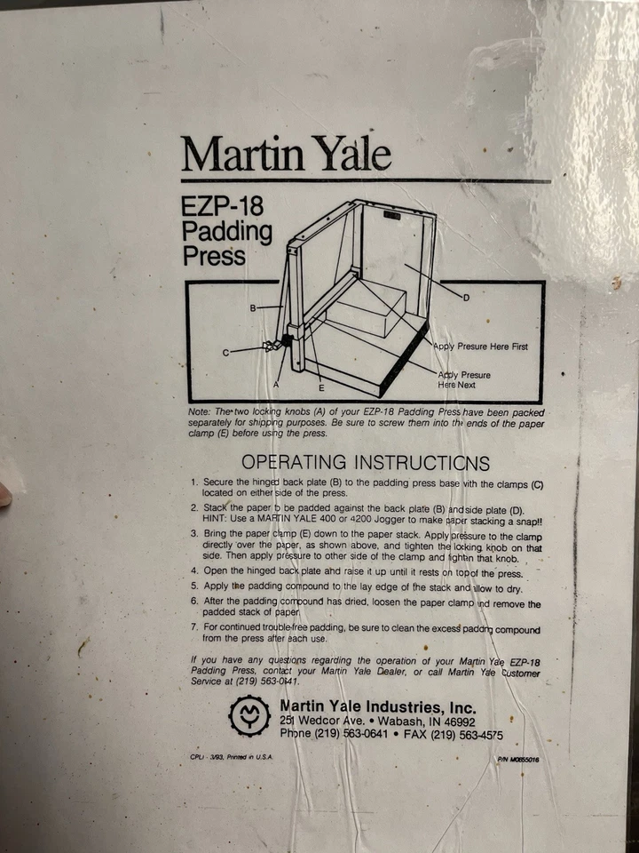 Prensa de relleno Martin Yale EZP-18 - Máquina para hacer almohadillas de alta resistencia y fácil de usar Foto 3 de 3