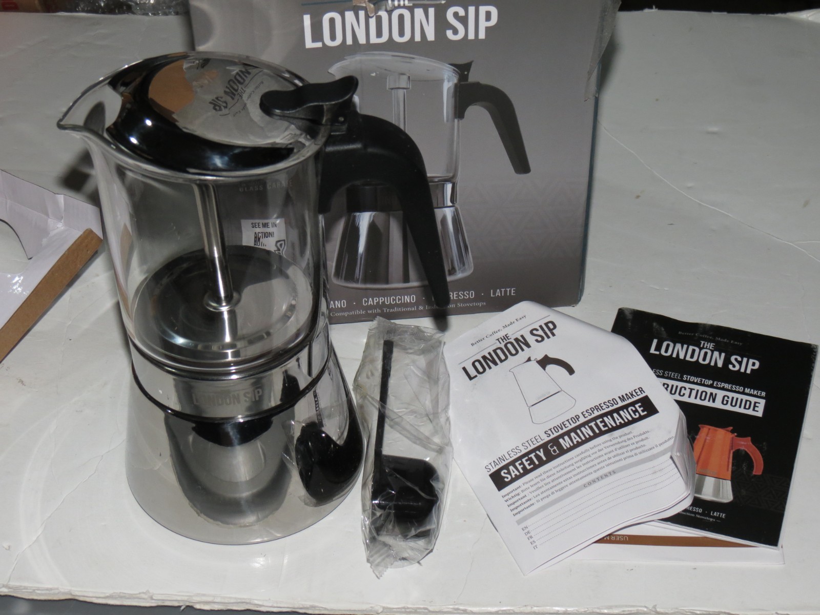 Open Box London Sip Stainless Steel 9-Cup Espresso Maker