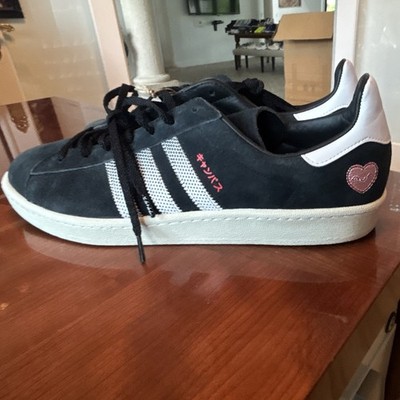 sneakers adidas campus 80 tokyo manga mens black white heart low top suede