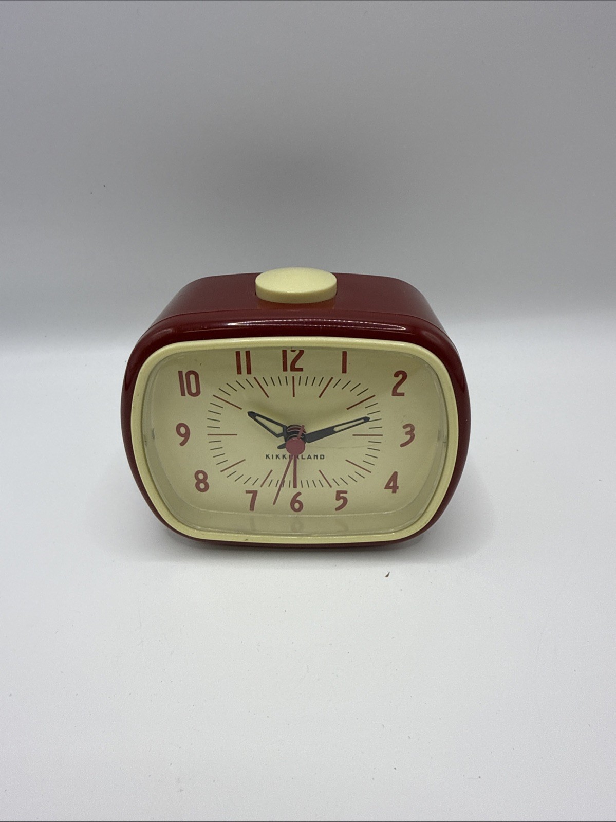 Kikkerland Retro Alarm Clock Red Cream Mid Century Modern Analog