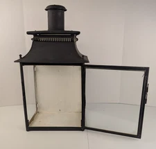 Large Metal Glass Lantern Rustic Farmhouse Decor Black Hanging Candle Holder