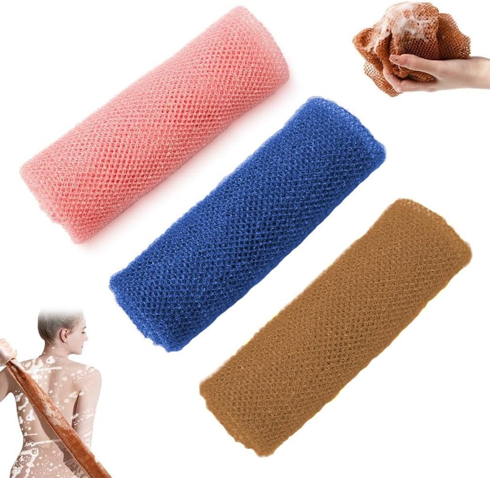 3PCS African Net Long Bath Net Sponge, Bathing Body Exfoliating Shower Body Bac