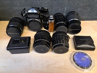 Asahi Pentax Vintage 6x7 Camera Parts & Lens 1:4/135 1:2.4/105 Takumar