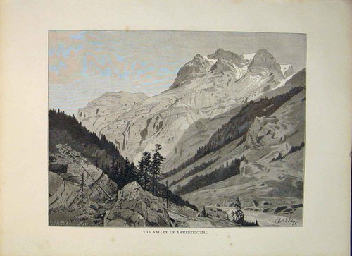 Original Old Antique Print Valley Ammertenthal Switzerland C1878 Art Victorian