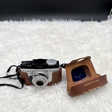 Argus A-Four Silver 35mm Film Camera w/ Brown Leather Case  Strap