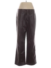 Love, Whit by Whitney Port Women Brown Faux Leather Pants 12