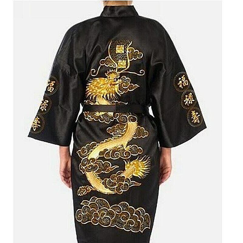Chino Hombre Mujer Largo Seda Batas Kimono Baño Dragón Style | eBay