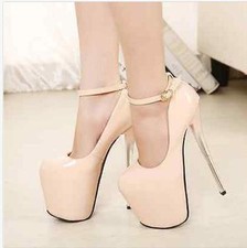 Women's 19cm High Heels Stilettos High Platform Ankle Strap Pumps Party Shoes