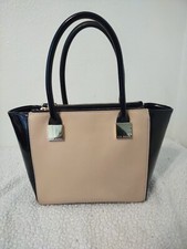 Ted Baker London Black & Beige Patent & Saffiano Leather Tote  Handbag, Satchel
