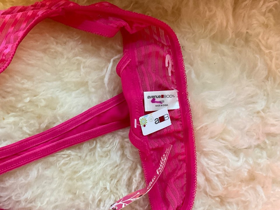 VINTAGE AVENUE BODY COTTON/SPANDEX HOT PINK LINGERIE THONG BIKINI