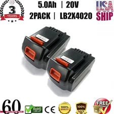 2X 5.0Ah 20V Lithium-ion Battery For Black & Decker 20 Volt MAX LBXR20 LB2X4020