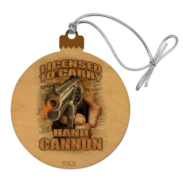 Licensed To Carry Hand Cannon Gun Wood Christmas Tree Ornament eBay