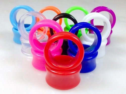 10 PAIR SET - Solid Color Ear Tunnels Plugs Gauges Earlets - up to size 30mm! - Picture 11 of 17
