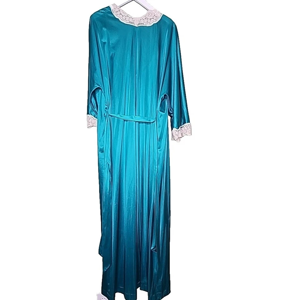 Juego de bata de camisón vintage verde 34/36 Lave Trim íntimates tocador para dormir feria EE. UU. Foto 3 de 4