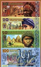Set, Sub-Saharan African, Union 10;20;50;100 Shillings 2019 Fantasy Polymer