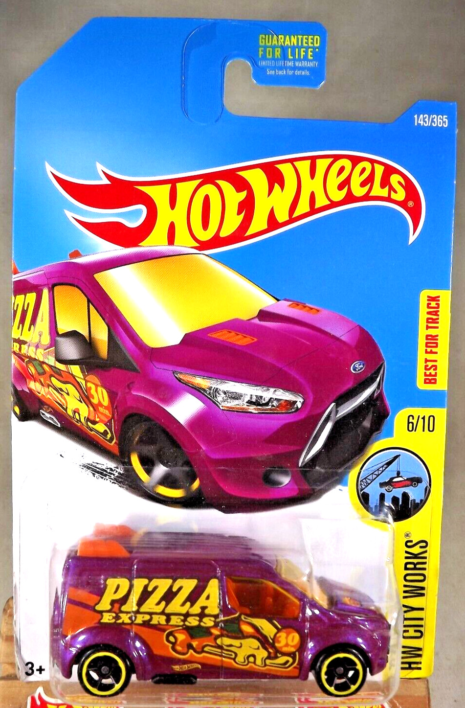 2017 Hot Wheels #143 HW City Works 6/10 HW FORD TRANSIT CONNECT Purple wBlkOH5Sp
